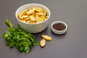 Fresh croutons for hot autumn cream soups