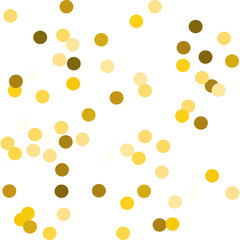 Falling confetti. Round confetti dots. Circles scatter on white. Seamless background. Invitation card for holiday designs, birthday, wedding, party. Vector illustration.
