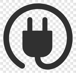 Electric plug EPS vector pictograph. Illustration contains flat electric plug iconic symbol on a chess transparent background.