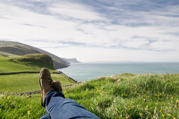 Man resting on the hill