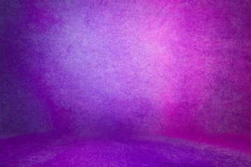 photo backdrop purple, studio background for photos wall and floor lit by lamps. Studio Portrait...