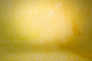 photo backdrop yellow wall and floor lit by lamps, studio background for photos. Studio Portrait...