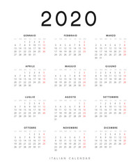 Calendar for 2020 year. Week starts on Monday. planner for 12 months.