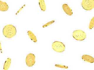 Golden coins. Realistic gold money isolated on white background