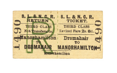 Fahrkarte Zug Irland Vintage Train Tickets Ireland alt old retro beige grün green R Dromahair...