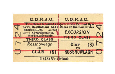  Fahrkarte Zug Irland Vintage Train Tickets Ireland alt old retro rot red streifen stripes beige...
