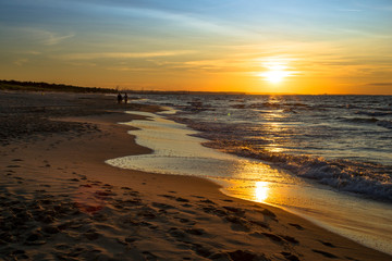zachód słońca Zatoka gdańska, Plaża w Sobieszewie