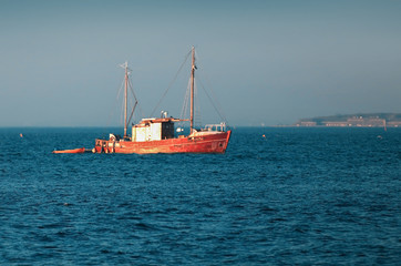Danish fishing boat in coastal area