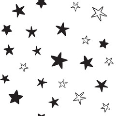Obraz premium Star doodles seamless pattern. Hand drawn stars texture background.