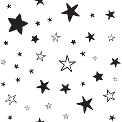 Fotobehang Star doodles seamless pattern. Hand drawn stars texture background. © Matias