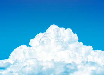 Beautiful soft cumulus clouds on a clear blue sky on a warm summer day. The top and bottom of the cloud landscape space is neutral to copy.