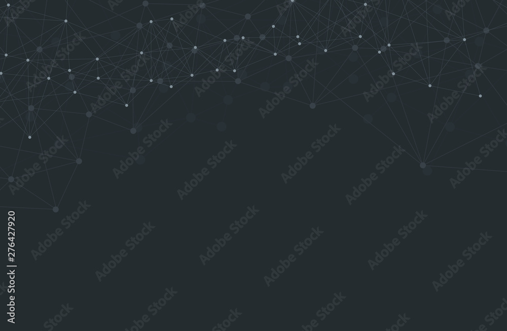 Wall mural abstract plexus technology futuristic network on black background. vector illustration