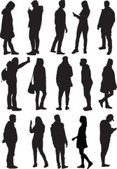 Group of people. Crowd of people silhouettes.