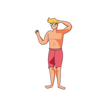 young man with swimsuit avatar character