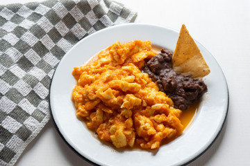 Mexican scrambled eggs in red sauce also called 