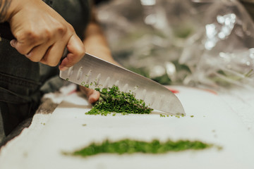 chopping chives