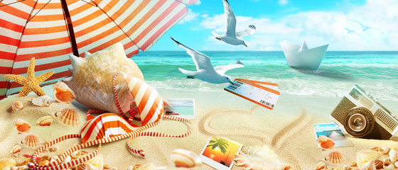 Strand Motiv mit Seemöwen
