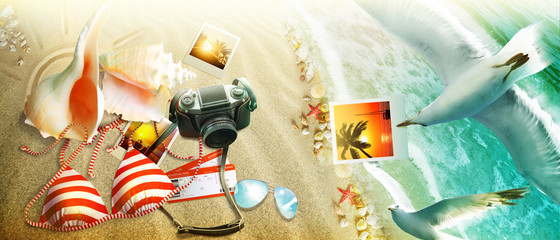 Strand Motiv mit Seemöwen