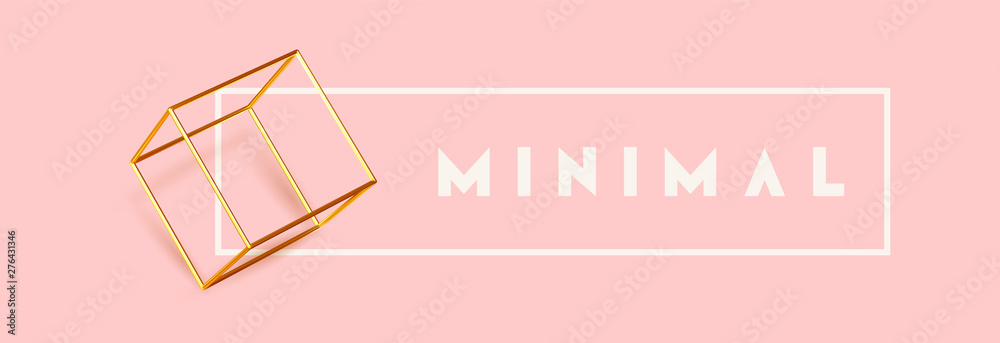 Poster Background with 3d realistic objects. Minimal abstract composition. backdrop with geometric shapes. Modern banner, web poster. Flat view from the top. Trendy Vector Design Elements. Pink and coral