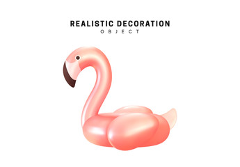 Pink flamingo in 3d realistic. isolated on white background.
