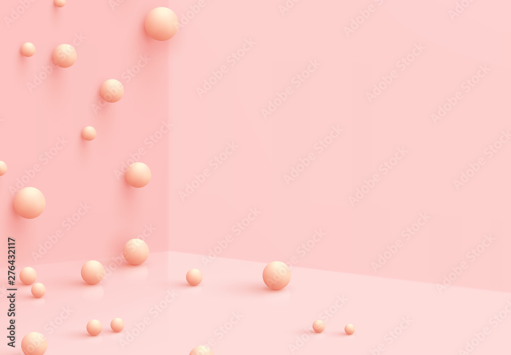 Poster background with spheres. scattered vertically and horizontally. minimal abstract backdrop with reali