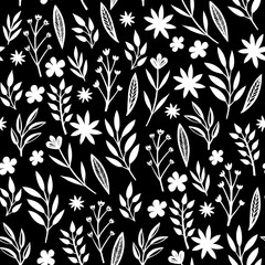 Blossom Floral pattern in the blooming botanical  random. Seamless texture. For fashion prints. Printing with in hand drawn style on retro