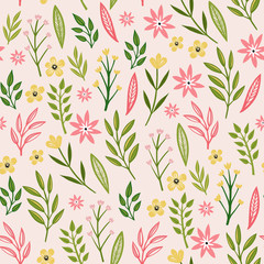 Blossom Floral pattern in the blooming botanical  random. Seamless texture. For fashion prints. Printing with in hand drawn style on retro