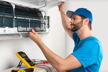 Installation service fix  repair maintenance of an air conditioner indoor unit, by cryogenist...