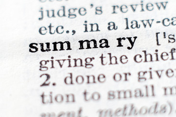 Obraz premium Definition of word Summary