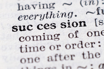 Obraz premium Definition of word Succession