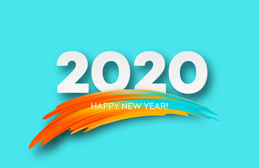 Happy New Year 2020. Lettering greeting inscription. Vector illustration