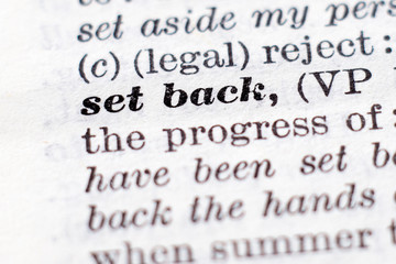 Obraz premium Definition of phrase Set back
