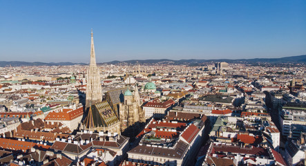 Fototapeta na wymiar Aerial view Of Vienna with St. Stephen's Cathedral