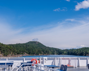 Fantastic view over ocean and mountains in Vancouver, Canada.