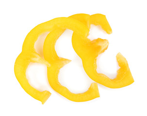 Naklejka na ściany i meble Cut yellow bell pepper isolated on white