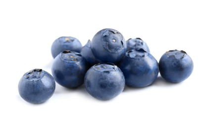 Fresh raw tasty blueberries isolated on white