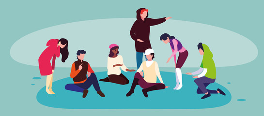 young people resting avatar character