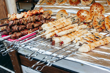 Food booth selling traditional street food