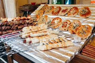 Food booth selling traditional street food