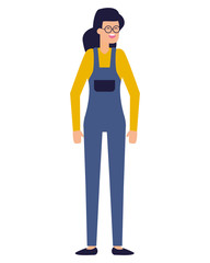 woman character standing female on white background