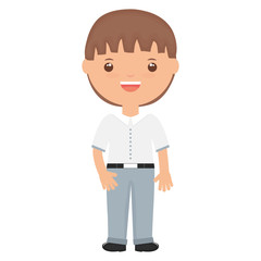 cute little student boy character