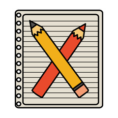notebook with school pencil and color