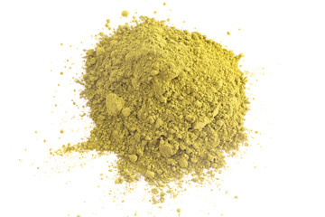 A Pile of Green Tea Matcha Powder Isolated on a White Background