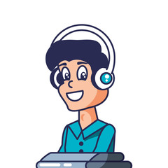 customer service agent with headset