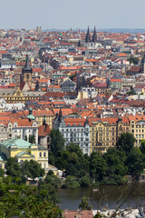 Fototapeta na wymiar Summer Prague City from the Hill Petrin, Czech Republic