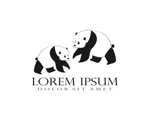 Panda bear silhouette Logo design vector template