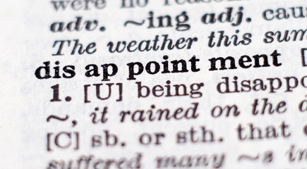 Obraz premium Definition of word disappointment