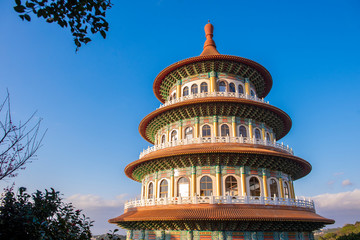 Taipei, Taiwan - January 27, 2019 - Tianyuan Temple with blue sky, The most famous place for tourist  in Taiwan © tonefotografia