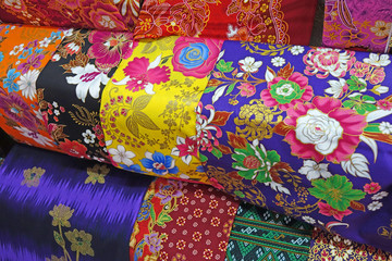 Colorful Thai Islamic silk fabric