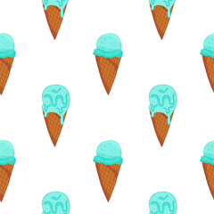 Blue Ice cream seamless pattern.